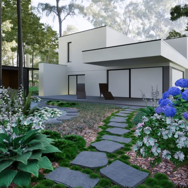 projekt ogrodu sieradz, ogród w lesie